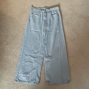 Brandy Melville Blue Striped Straight Leg Jeans